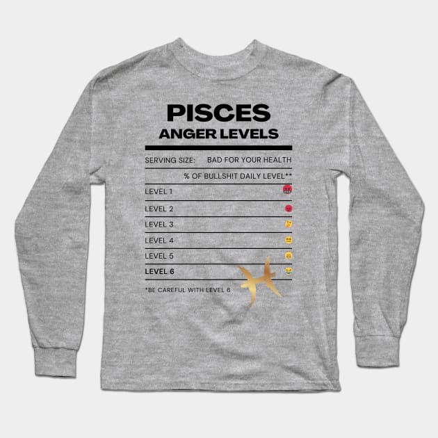 PISCES ANGER LEVELS Long Sleeve T-Shirt by Veritè Kulture Vulture T-Shirts & Apparel